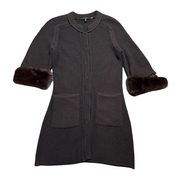 🧥 Elie Tahari x Bergdorf Goodman Merino Wool Jacket Brown S ✨ - Picture 1 of 10